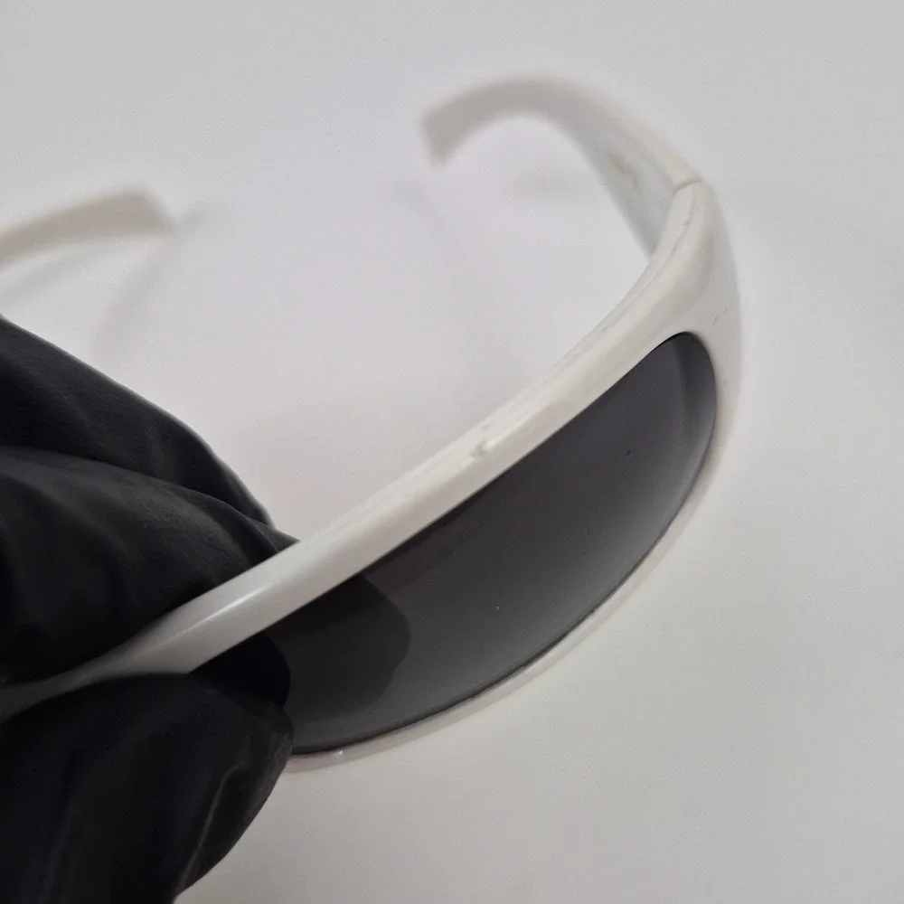 Locs 9005 White Wrap Sunglasses Dark Lens Old English Logo Men's Shades